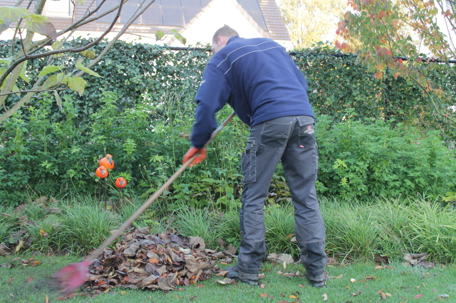 Herfst bladeren ruimen